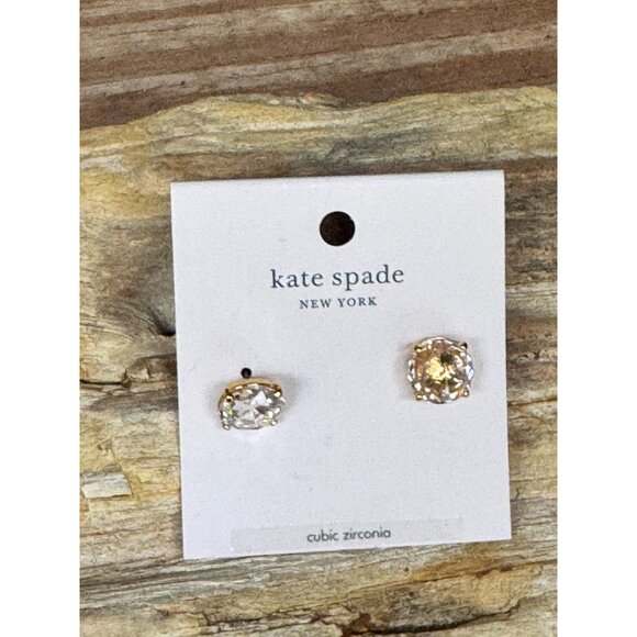 Kate Spade New York Clear Gold Cubic Zirconia Stud Earrings - Picture 3 of 5